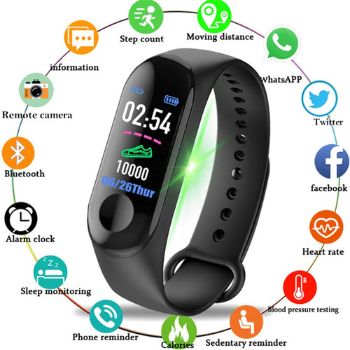 2018 New Women Sport Waterproof Smartwatch Blood Pressure Heart Rate Monitor Smart Watch Men Fitness Tracker Pedometer Watch M3