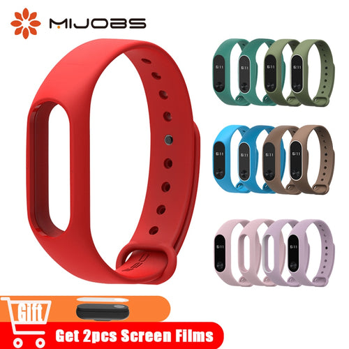 Mijobs Mi Band 2 Wrist Strap Silicone for Xiaomi mi Band 2 Wristband Bracelet Accessories Smart Watch Original M2 Miband 2 Strap
