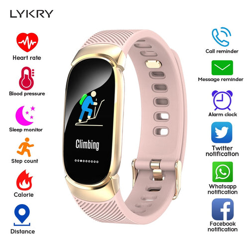 LYKRY Women Smart Watch Sport Pedometer Smartwatch Heart Rate Blood Pressure Oxygen Monitor Fitness Tracker Call Alarm Reminder