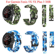 Load image into Gallery viewer, JKER New 26MM Camouflage Watchband Strap for Garmin Fenix 5X Fenix 5X Plus 3 3HR Watch Silicone Wrist Band Strap